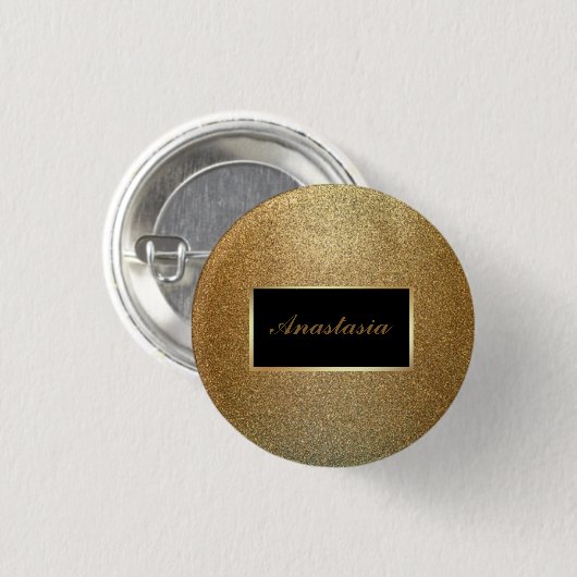 Modern Gold Glitter Ronde Button 3,2 Cm (Voorkant /achterkant)