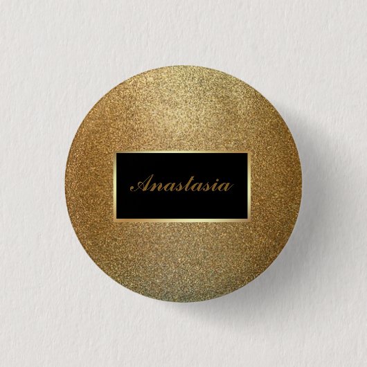 Modern Gold Glitter Ronde Button 3,2 Cm (Voorkant)