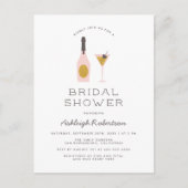 Modern Gold Glitter & Roze Cocktails Vrijgezellenf Uitnodiging Briefkaart (Voorkant)