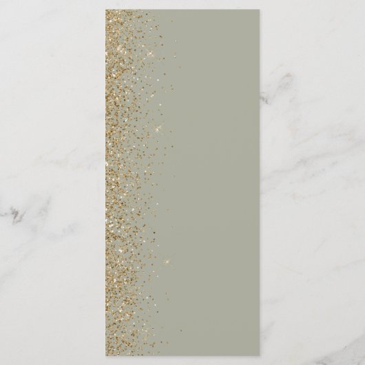 Modern Gold Glitter Sage Green Wedding Menu (Achterkant)