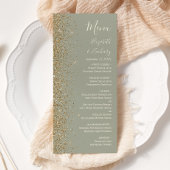Modern Gold Glitter Sage Green Wedding Menu