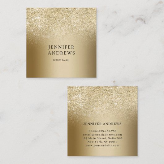 Modern Gold Glitter Salon Visitekaartje (Voorkant / Achterkant)