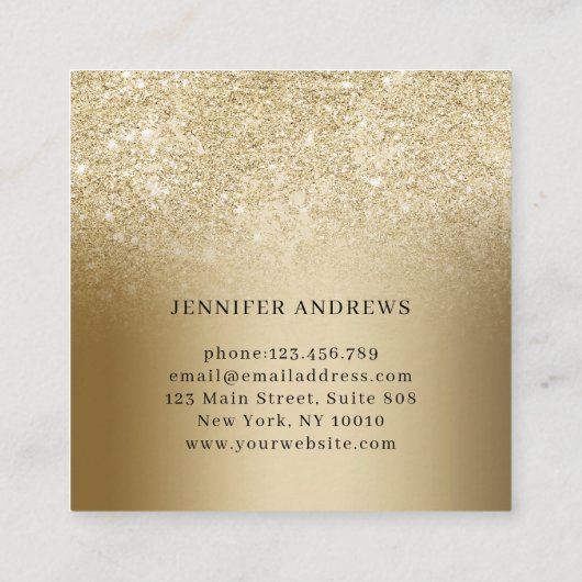 Modern Gold Glitter Salon Visitekaartje (Achterkant)