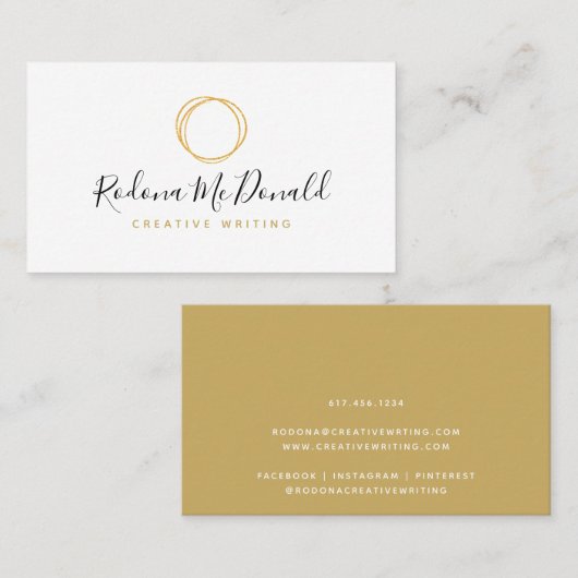 Modern Gold Glitter Scribble Visitekaartje (Voorkant / Achterkant)