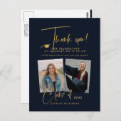 Modern Gold Glitter Script Afstuderen Hartelijk da Briefkaart (Voorkant / Achterkant)