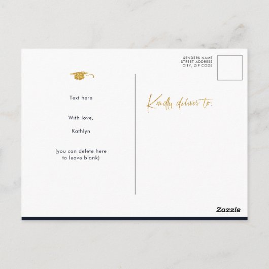 Modern Gold Glitter Script Afstuderen Hartelijk da Briefkaart (Achterkant)