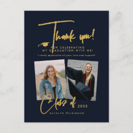 Modern Gold Glitter Script Afstuderen Hartelijk da Briefkaart