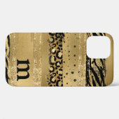 Modern Gold Glitter Script Monogram Hoesje (Achterkant (horizontaal))