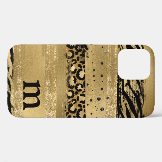 Modern Gold Glitter Script Monogram Hoesje (Achterkant (horizontaal))