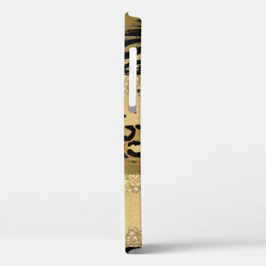 Modern Gold Glitter Script Monogram Hoesje (Achterkant / Links)