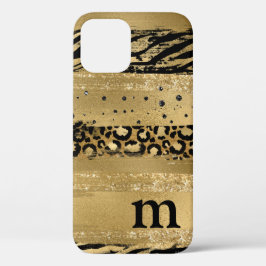 Modern Gold Glitter Script Monogram Hoesje