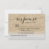Modern Gold Glitter Song Request Wedding RSVP (Voorkant)