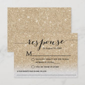 Modern Gold Glitter Song Request Wedding RSVP (Voorkant / Achterkant)