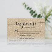 Modern Gold Glitter Song Request Wedding RSVP Kaartje (Staand voorkant)