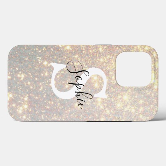 Modern Gold Glitter Spark | Persoonlijk Initiaal Case-Mate iPhone Case (Achterkant (horizontaal))