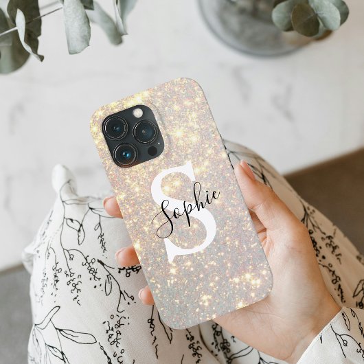 Modern Gold Glitter Spark | Persoonlijk Initiaal Case-Mate iPhone Case