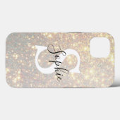 Modern Gold Glitter Spark | Persoonlijk Initiaal Case-Mate iPhone Case (Achterkant (horizontaal))