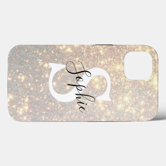 Modern Gold Glitter Spark | Persoonlijk Initiaal Case-Mate iPhone Case (Achterkant (horizontaal))