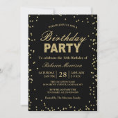 Modern Gold Glitter Sparkles Birthday Party Kaart (Voorkant)