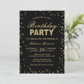 Modern Gold Glitter Sparkles Birthday Party Kaart (Staand voorkant)