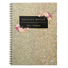 Modern Gold Glitter Sparkles Girly Floral Notitieboek