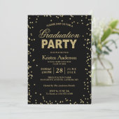 Modern Gold Glitter Sparkles Graduparty Kaart (Staand voorkant)