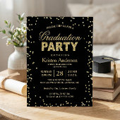 Modern Gold Glitter Sparkles Graduparty Kaart