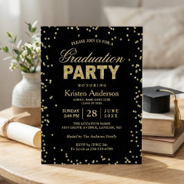 Modern Gold Glitter Sparkles Graduparty Kaart