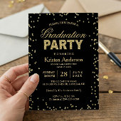 Modern Gold Glitter Sparkles Graduparty Kaart