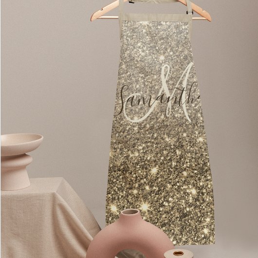 Modern Gold Glitter Sparkles Personalized Name Schort