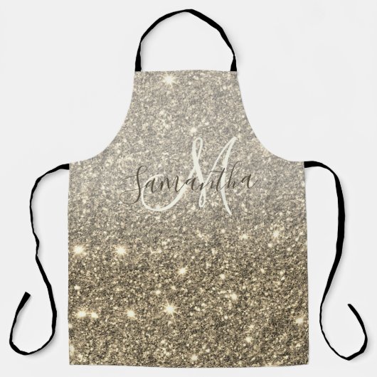 Modern Gold Glitter Sparkles Personalized Name Schort (Voorkant)