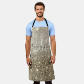 Modern Gold Glitter Sparkles Personalized Name Schort (Gedragen)