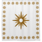 Modern Gold Glitter Star met patterende rand Douchegordijn (Voorkant)