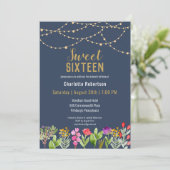 Modern Gold Glitter Sweet 16 Birthday Kaart (Staand voorkant)