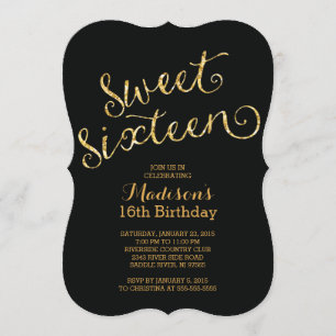 Modern Gold Glitter Sweet Sixteen Birthday Kaart