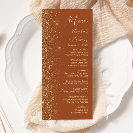 Modern Gold Glitter Terracotta Wedding Menu