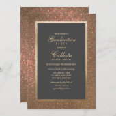 Modern Gold Glitter Thick Border Afstuderen Kaart (Voorkant / Achterkant)