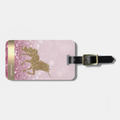 Modern Gold Glitter Unicorn, Glitter Bokeh Bagagelabel (Voorkant horizontaal)