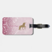 Modern Gold Glitter Unicorn, Glitter Bokeh Bagagelabel (Achterkant horizontaal)