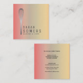 Modern Gold Glitter Whisk Bakery Vierkante Visitekaartje (Voorkant / Achterkant)