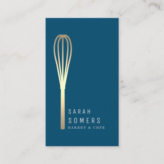 Modern Gold Glitter Whisk Bakery Visitekaartje (Voorkant)