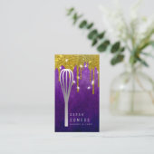 Modern Gold Glitter Whisk Bakery Visitekaartje (Staand voorkant)