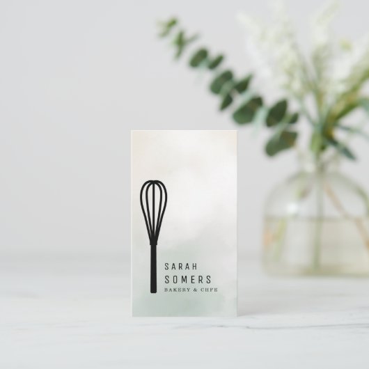 Modern Gold Glitter Whisk Bakery Visitekaartje (Staand voorkant)