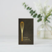 Modern Gold Glitter Whisk Bakery Visitekaartje (Staand voorkant)