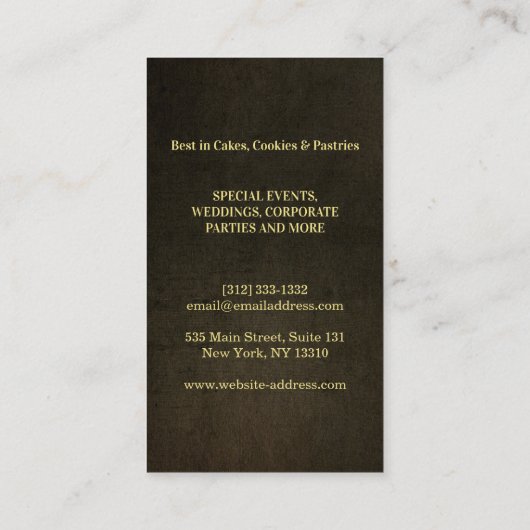 Modern Gold Glitter Whisk Bakery Visitekaartje (Achterkant)