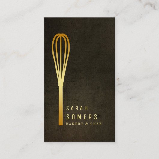 Modern Gold Glitter Whisk Bakery Visitekaartje (Voorkant)