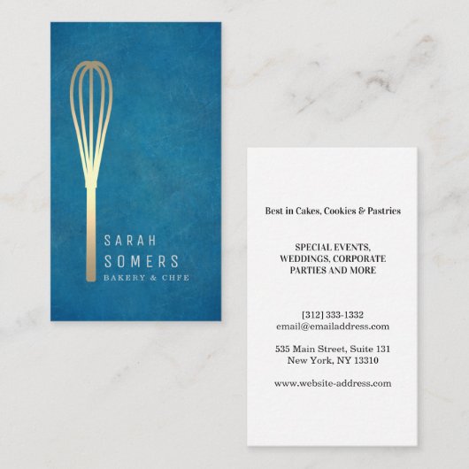 Modern Gold Glitter Whisk Bakery Visitekaartje (Voorkant / Achterkant)