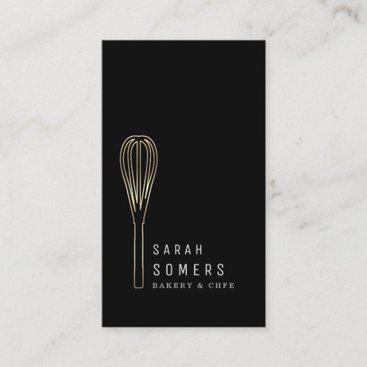 Modern Gold Glitter Whisk Bakery Visitekaartje (Voorkant)