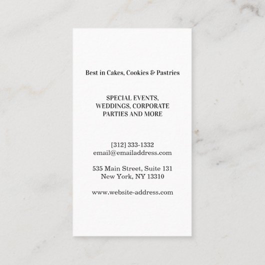 Modern Gold Glitter Whisk Bakery Visitekaartje (Achterkant)