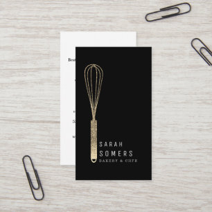 Modern Gold Glitter Whisk Bakery Visitekaartje